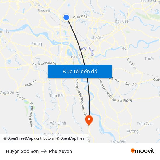 Huyện Sóc Sơn to Phú Xuyên map