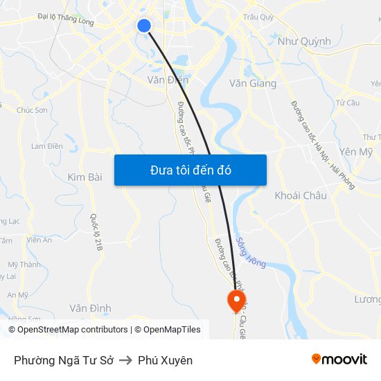 Phường Ngã Tư Sở to Phú Xuyên map