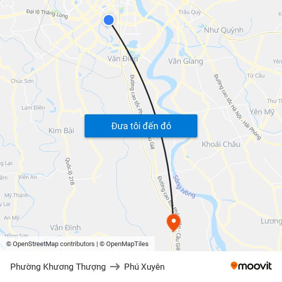 Phường Khương Thượng to Phú Xuyên map