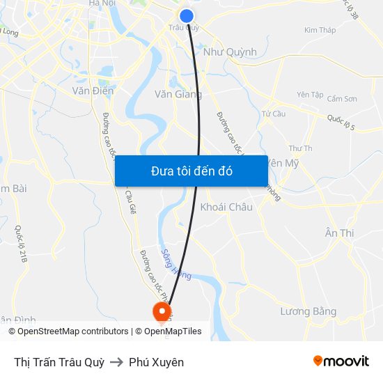 Thị Trấn Trâu Quỳ to Phú Xuyên map
