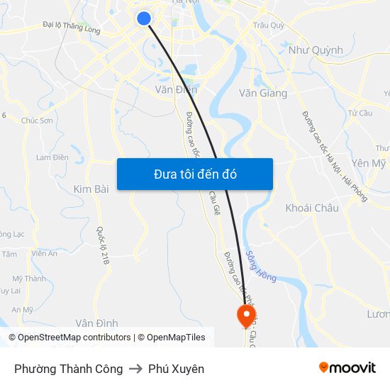 Phường Thành Công to Phú Xuyên map