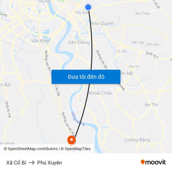 Xã Cổ Bi to Phú Xuyên map