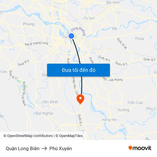 Quận Long Biên to Phú Xuyên map