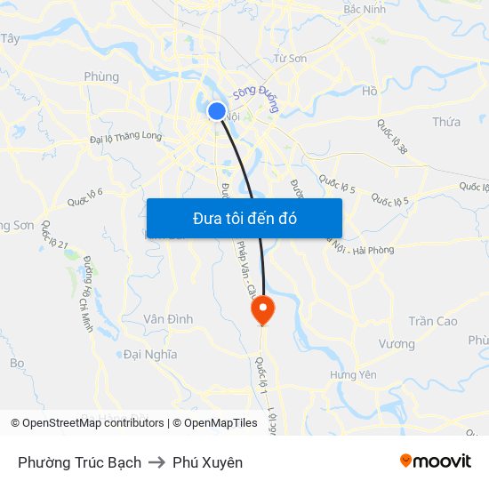 Phường Trúc Bạch to Phú Xuyên map