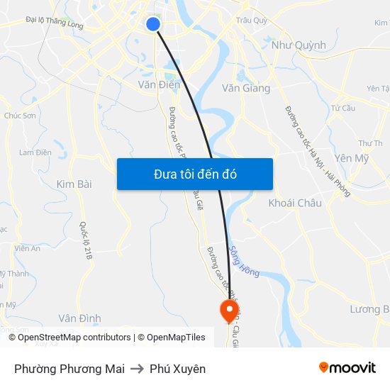 Phường Phương Mai to Phú Xuyên map