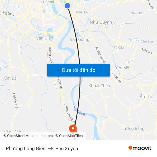 Phường Long Biên to Phú Xuyên map