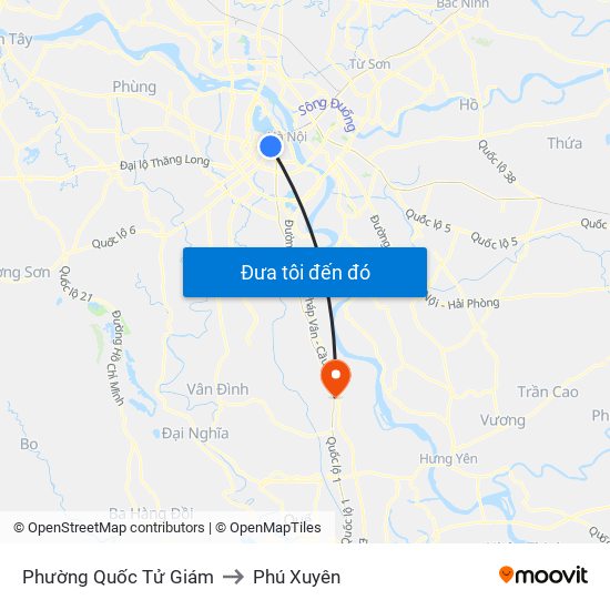 Phường Quốc Tử Giám to Phú Xuyên map