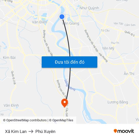 Xã Kim Lan to Phú Xuyên map