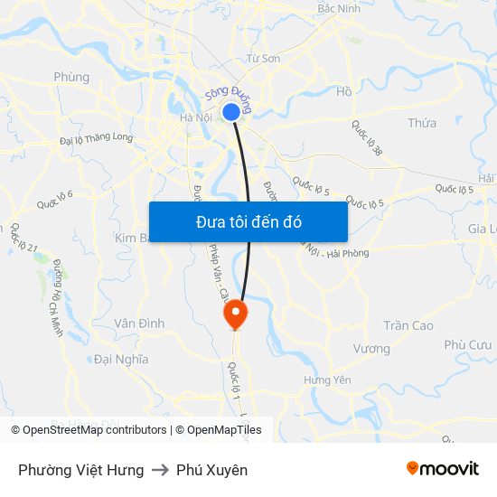 Phường Việt Hưng to Phú Xuyên map
