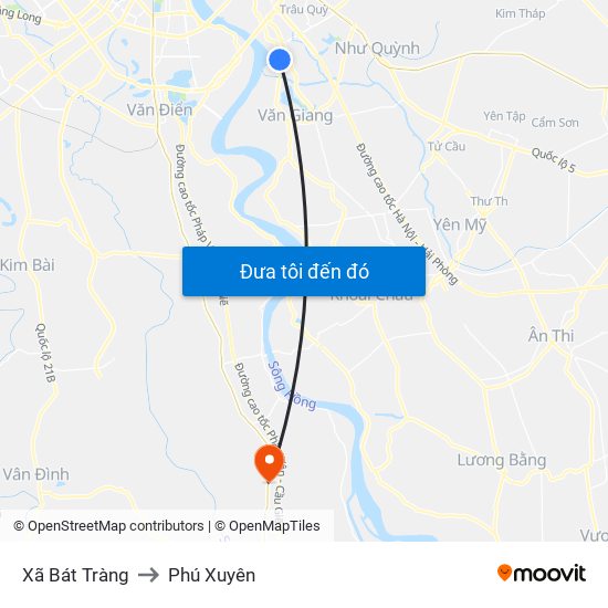 Xã Bát Tràng to Phú Xuyên map