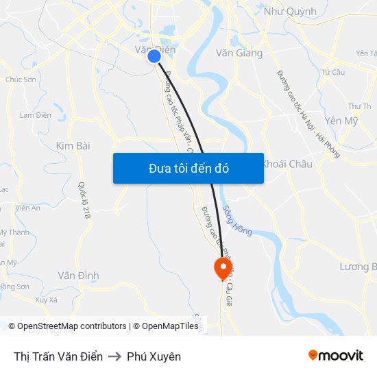 Thị Trấn Văn Điển to Phú Xuyên map