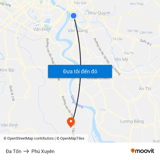 Đa Tốn to Phú Xuyên map