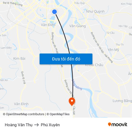 Hoàng Văn Thụ to Phú Xuyên map