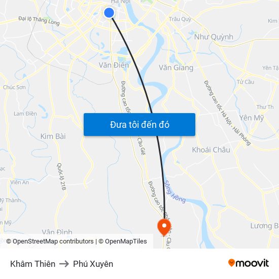 Khâm Thiên to Phú Xuyên map