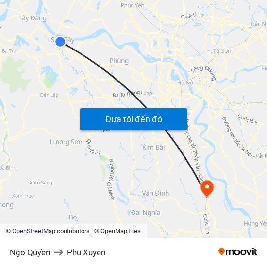 Ngô Quyền to Phú Xuyên map