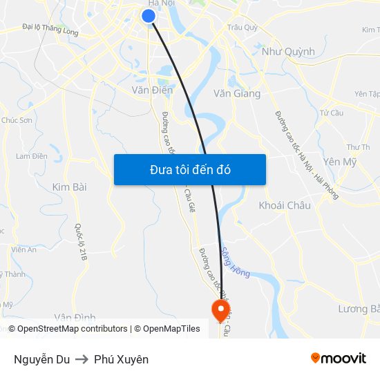 Nguyễn Du to Phú Xuyên map