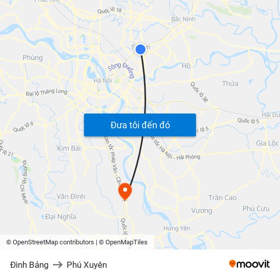 Đình Bảng to Phú Xuyên map