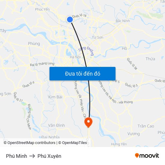 Phú Minh to Phú Xuyên map