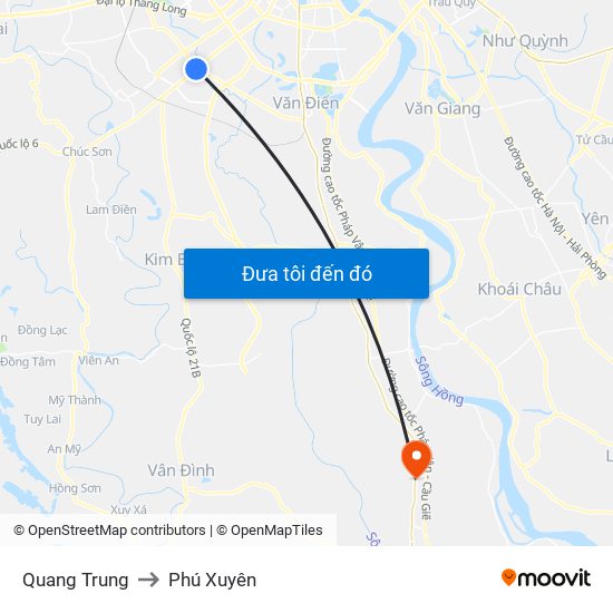 Quang Trung to Phú Xuyên map