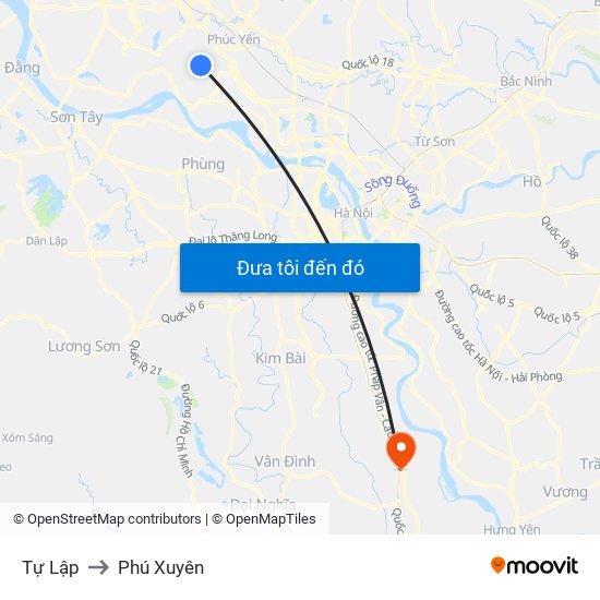 Tự Lập to Phú Xuyên map