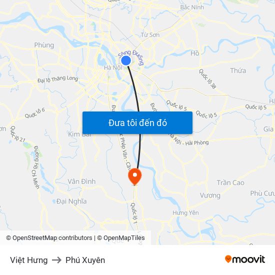 Việt Hưng to Phú Xuyên map
