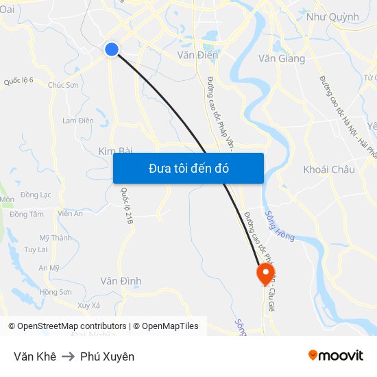 Văn Khê to Phú Xuyên map