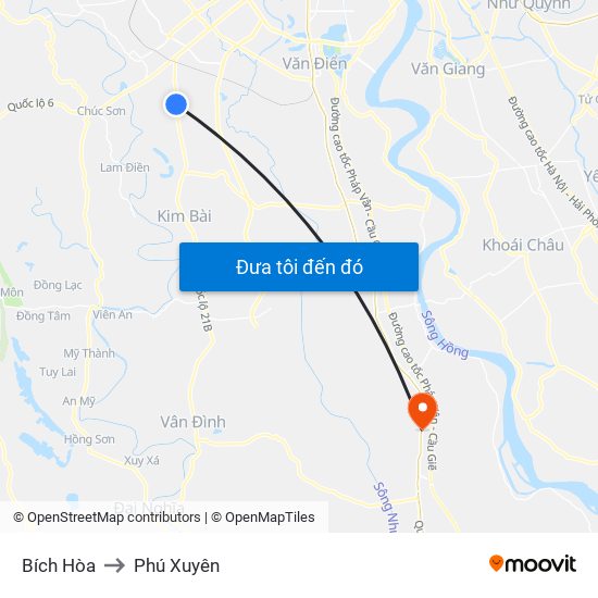 Bích Hòa to Phú Xuyên map