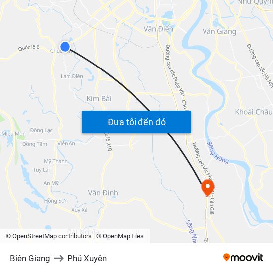 Biên Giang to Phú Xuyên map