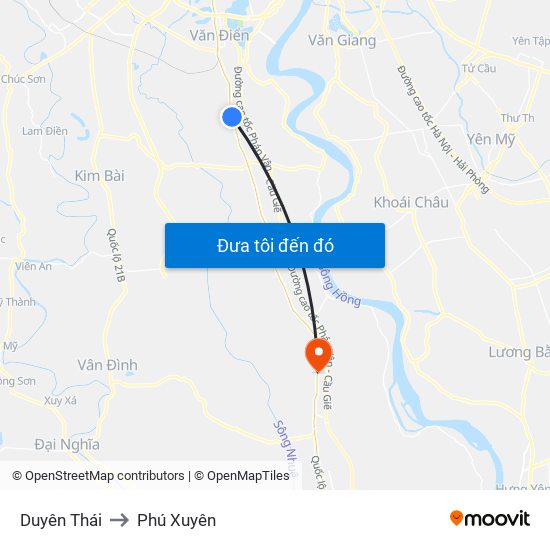 Duyên Thái to Phú Xuyên map