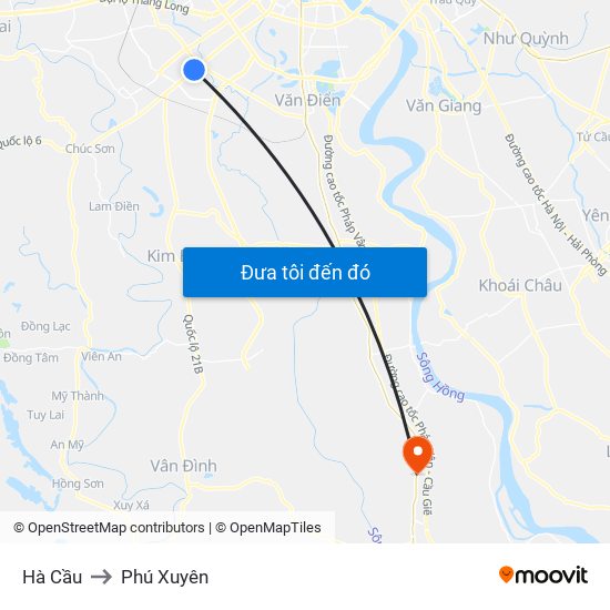 Hà Cầu to Phú Xuyên map