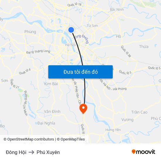 Đông Hội to Phú Xuyên map