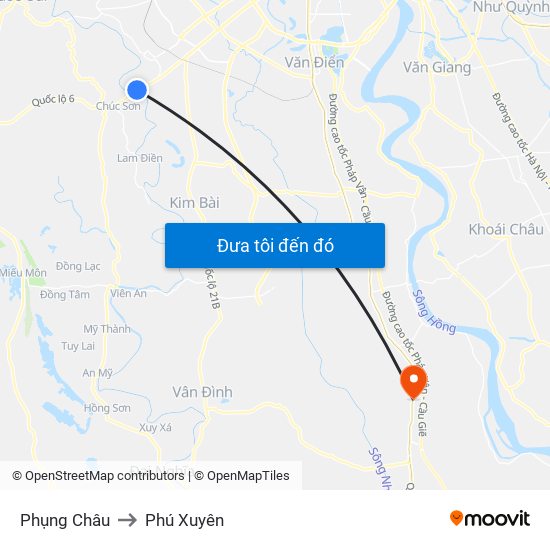 Phụng Châu to Phú Xuyên map