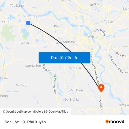 Sơn Lộc to Phú Xuyên map