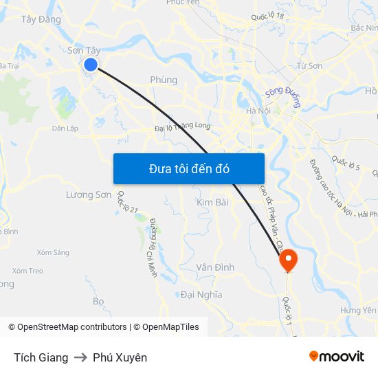 Tích Giang to Phú Xuyên map