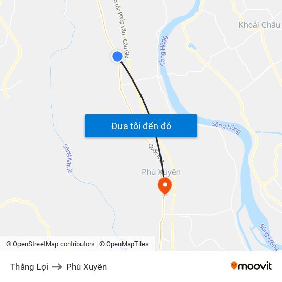 Thắng Lợi to Phú Xuyên map