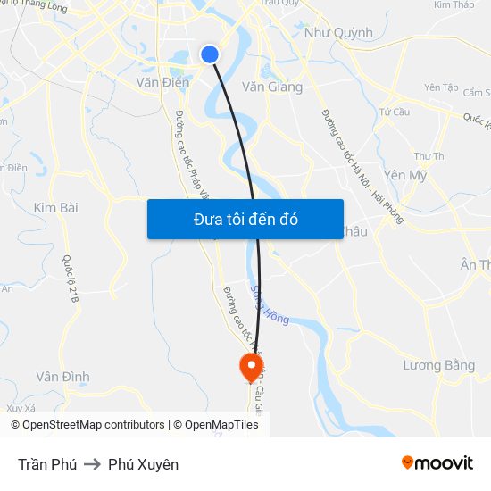 Trần Phú to Phú Xuyên map