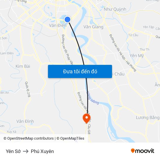 Yên Sở to Phú Xuyên map