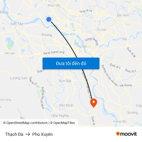 Thạch Đà to Phú Xuyên map