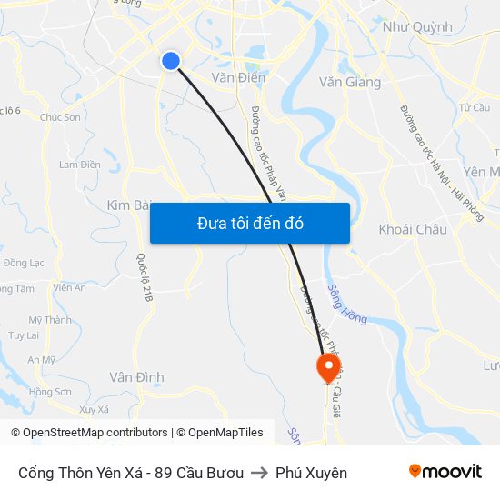 Cổng Thôn Yên Xá - 89 Cầu Bươu to Phú Xuyên map