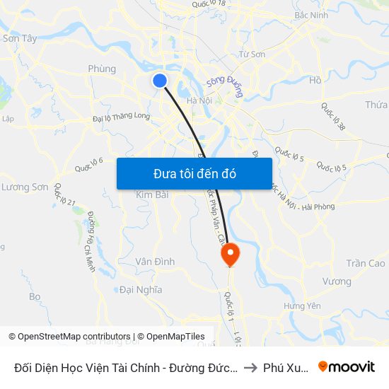 Đối Diện Học Viện Tài Chính - Đường Đức Thắng to Phú Xuyên map