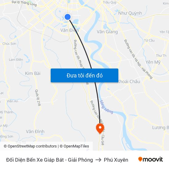 Đối Diện Bến Xe Giáp Bát - Giải Phóng to Phú Xuyên map