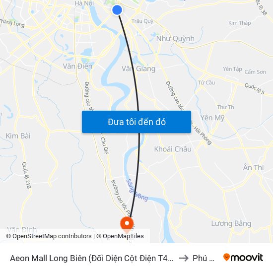 Aeon Mall Long Biên (Đối Diện Cột Điện T4a/2a-B Đường Cổ Linh) to Phú Xuyên map