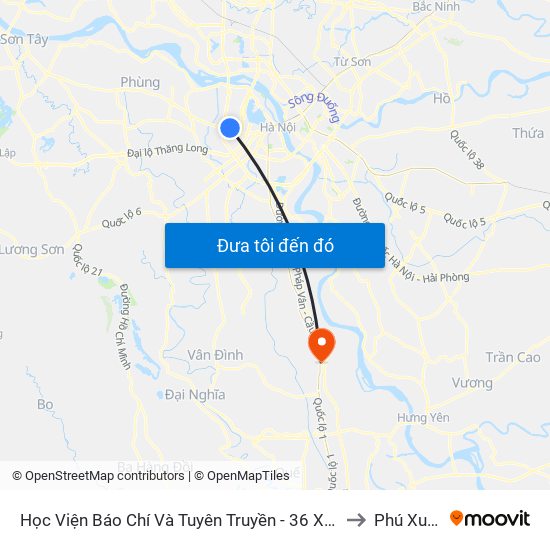 Học Viện Báo Chí Và Tuyên Truyền - 36 Xuân Thủy to Phú Xuyên map