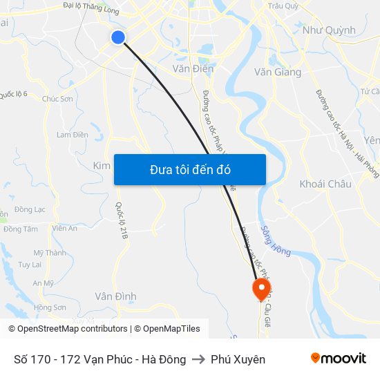 Số 170 - 172 Vạn Phúc - Hà Đông to Phú Xuyên map