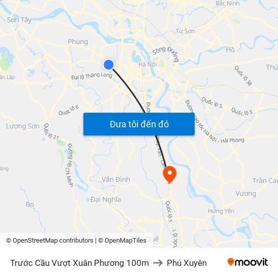 Trước Cầu Vượt Xuân Phương 100m to Phú Xuyên map