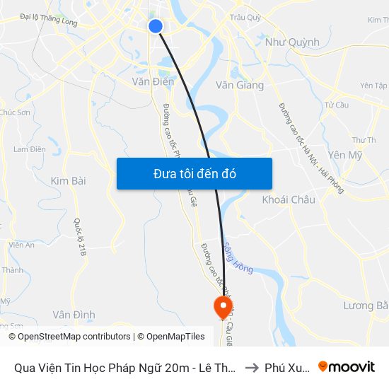 Qua Viện Tin Học Pháp Ngữ 20m - Lê Thanh Nghị to Phú Xuyên map