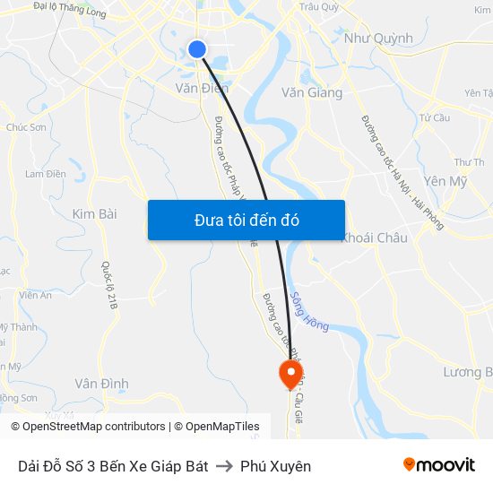 Dải Đỗ Số 3 Bến Xe Giáp Bát to Phú Xuyên map