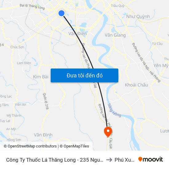 Công Ty Thuốc Lá Thăng Long - 235 Nguyễn Trãi to Phú Xuyên map