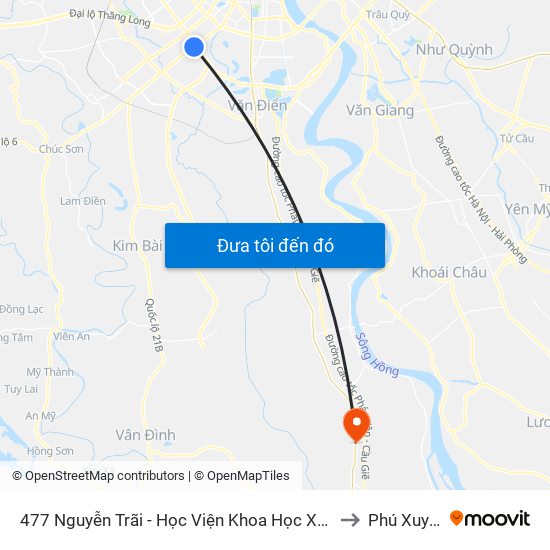 477 Nguyễn Trãi - Học Viện Khoa Học Xã Hội to Phú Xuyên map