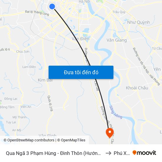 Qua Ngã 3 Phạm Hùng - Đình Thôn (Hướng Đi Phạm Văn Đồng) to Phú Xuyên map